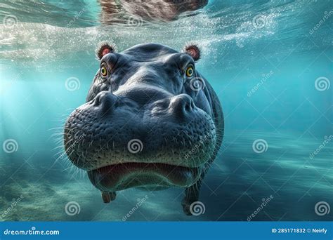 Hippo underwater stock illustration. Illustration of dark - 285171832