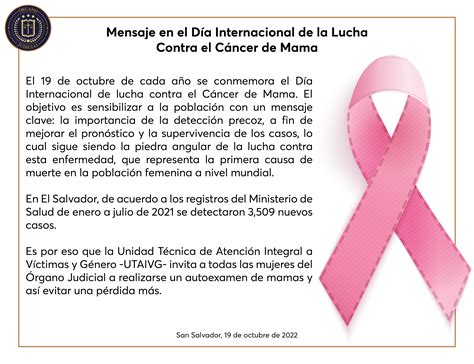 Mensaje en el Día Internacional de la Lucha Contra el Cáncer de Mama