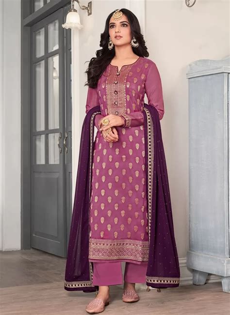 Buy Dola Silk Palazzo Style Pakistani Salwar Kameez Online Fashion