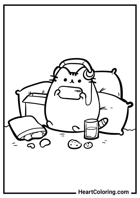 Pusheen The Cat Coloring Pages to Print on A4 and Download