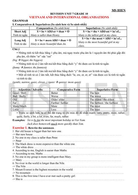 Revision Unit Grade Tu N Anh Revision Unit Grade Vietnam