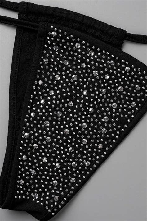Sexy Vacation Patchwork Draw String Hot Drill Swimwears InStyleBuy