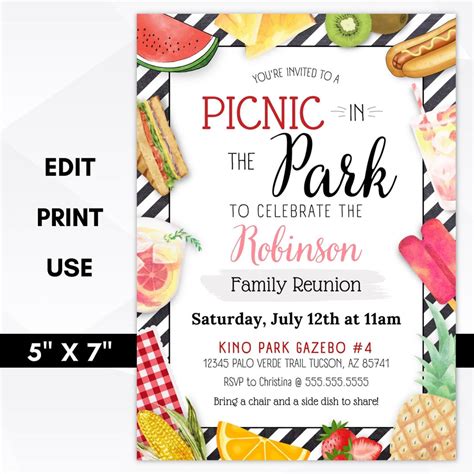 Picnic Family Reunion Invitation – Simple Desert Designs