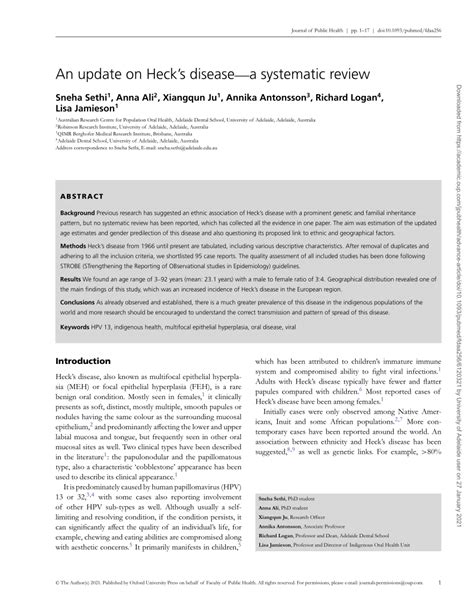 (PDF) An update on Heck's Disease - A systematic review