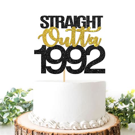 Buy Black Golden Glitter Straight Outta 1992 Cake Topper Happy 30th