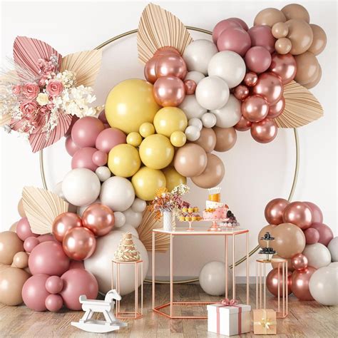 Fabhob Pcs Dusty Pink Mustard Yellow Metallic Rose Gold Apricot Nude Pastel Balloons Wayfair