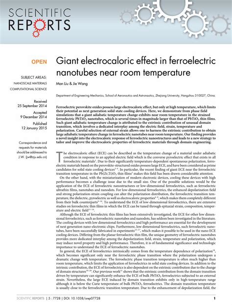 PDF Giant Electrocaloric Effect In Ferroelectric Polymers With Great