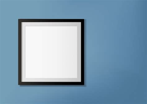 Premium Vector | Photo frame on blue wall