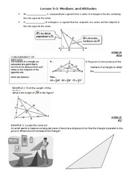 EnVision Geometry Guided Notes Lesson 5 3 Medians And Altitudes