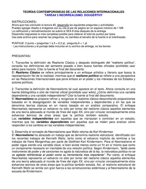 Cuestionario 3 Teorias TeorÍas ContemporÁneas De Las Relaciones