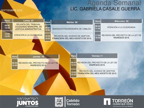 Agenda Semanal Lic Gabriela Casale Guerra Cabildo Torre N Ppt Descargar