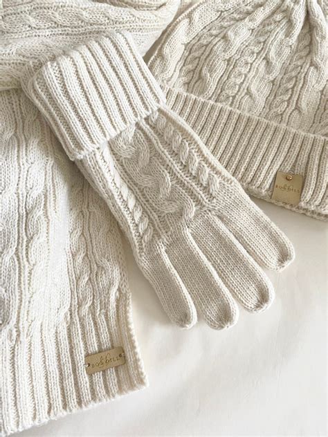 Cream Wool Hat Gloves And Scarf Set Wool Hat Winter Hat And Gloves Gift