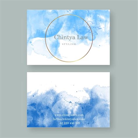 Premium Vector Blue Watercolor Abstract Business Card Template