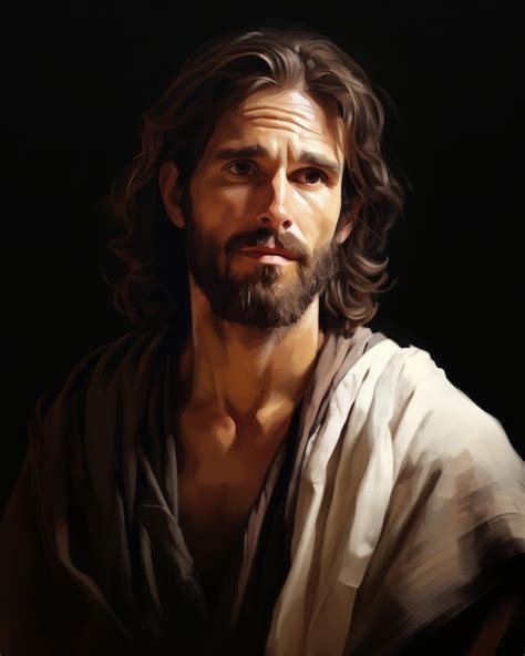 Premium AI Image A Painting Of Jesus With Long Hair And Beard