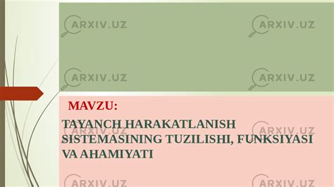 Tayanch Harakatlanish Sistemasining Tuzilishi Funksiyasi Va Ahamiyati