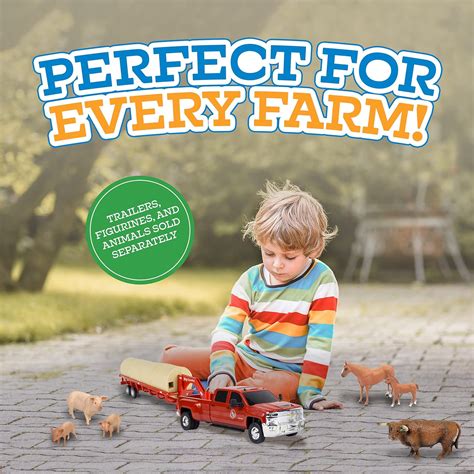 Realistic Chevy Truck Toy & Trailer Hitch, 1:20 Scale Farm Toys for 3