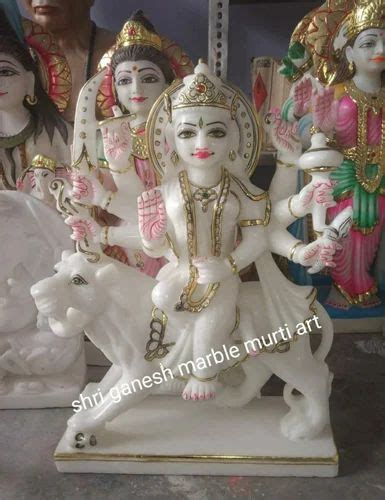 White Inch Makrana Marble Durga Mata Statue Temple Size Inch H