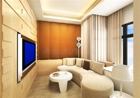 Living room / Karaoke room stock illustration. Illustration of chair ...