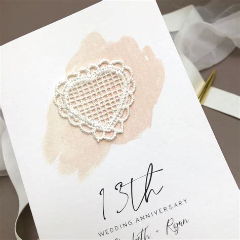 13th Lace Wedding Anniversary Card Shop Online Hummingbird Card Company