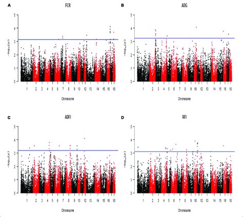 Manhattan Plot Of The Genome Wide Association Analysis On Four Feed