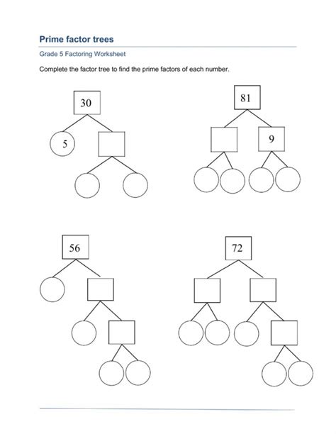 Prime Factorization Worksheets Pdf - FactorWorksheets.com