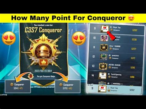 HOW MANY POINTS ARE REQUIRED FOR REACHING CONQUEROR IN C3S8 BGMI