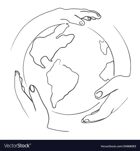 Hand Holding Globe Drawing