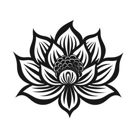 Black and White Lotus Flower Logo in Aaron Horkey Style Stock ...