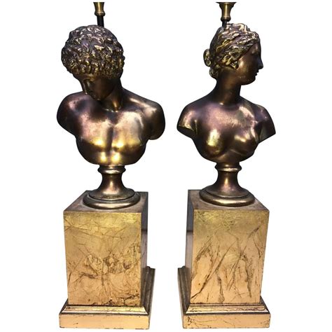 Pair Of Bronze Bust Of Egyptian God Table Lamps At 1stdibs