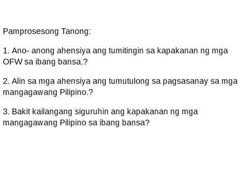 Pamprosesong Tanong Ano Anong Ahensiya Ang Studyx