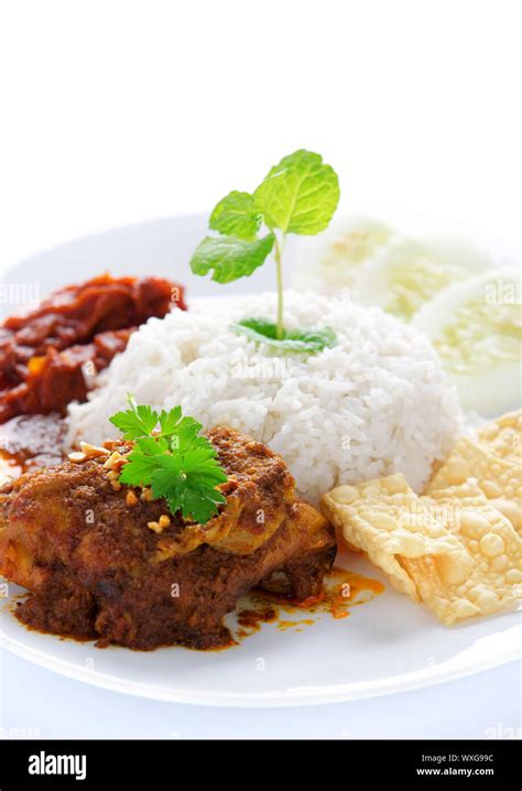 Nasi Lemak Kukus Traditional Malaysian Spicy Rice Dish Served With