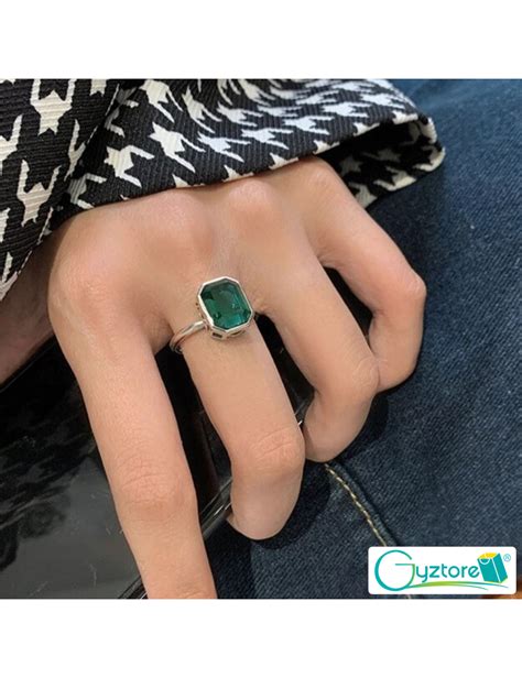 Anillo Ajustable Piedra Verde Esmeralda Plata 925