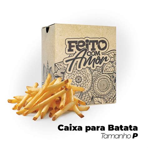 Caixa Para Batatas Fritas Delivery Feito Amor Tamanho P X X Cm