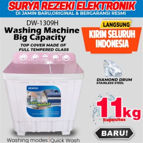 Jual Mesin Cuci 2 Tabung Denpoo Hemat Listrik DW 1309BH 11KG