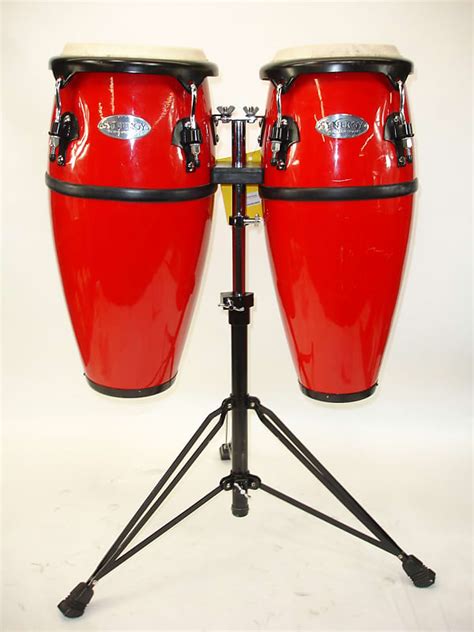 Toca Synergy 8 And 9 Conga Set With Stand Red Fiberglass Reverb