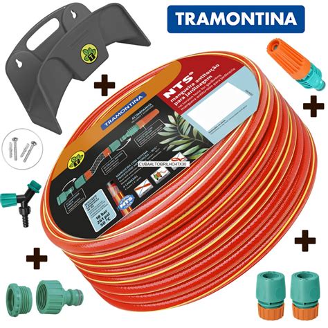 Kit mangueira jardim antitorção nts 30 metros tramontina suporte