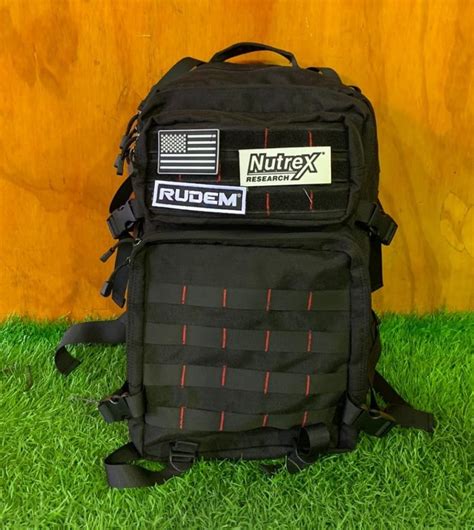 Military Backpack Black And Red Rudem Fitness Equipment