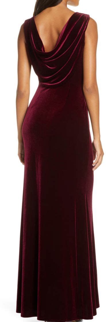 Vince Camuto 2019 Cowl Neck Velvet Gown Back Velvet Dress Long