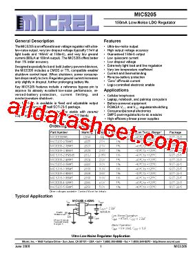 MIC5205 Datasheet PDF Micrel Semiconductor