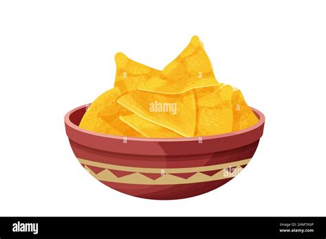 Tortilla Chips Traditional Mexico Nacho Triangle Crisp Food In Bowl