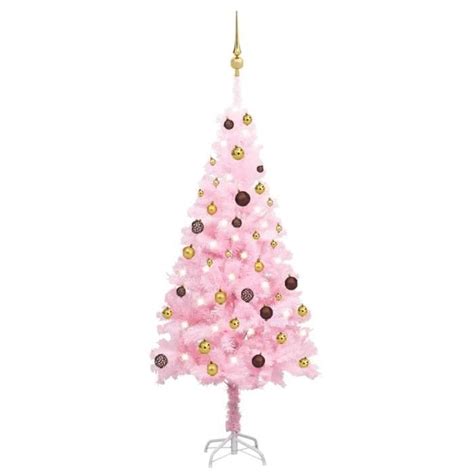 DEX Arbre de Noël artificiel avec LED et boules Rose 150 cm PVC