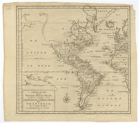 Antique Map Of America By Tirion C1754