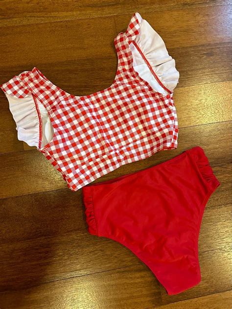 Gingham Red Bikini Set Women S Fashion Swimwear Bikinis Swimsuits