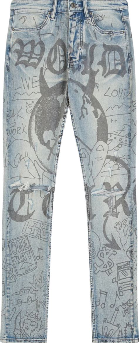 Ksubi Light Blue Devil Print Van Winkle Jeans Inc Style