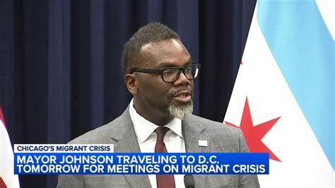 Migrant Crisis Chicago Mayor Johnson To Visit Dc As Tensions Rise At