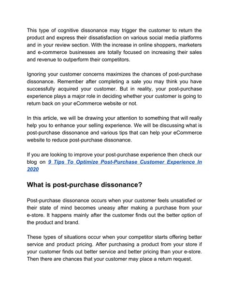 Ppt Efficient Tips To Reduce Post Purchase Cognitive Dissonance