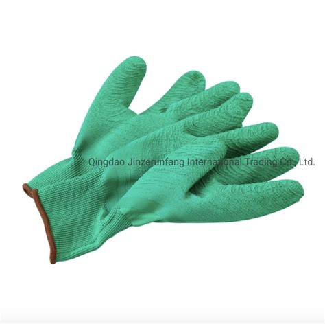 Anti Static Industrial Green Latex Coated Rubber 13g Green Polyester