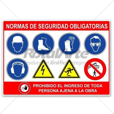 Cartel De Obra Normas De Seguridad Obligatorias Señalización