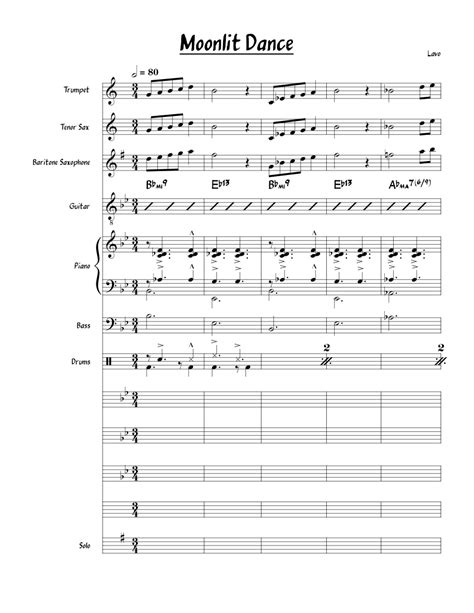 Moonlit Dance Sheet Music For Piano Saxophone Tenor Saxophone