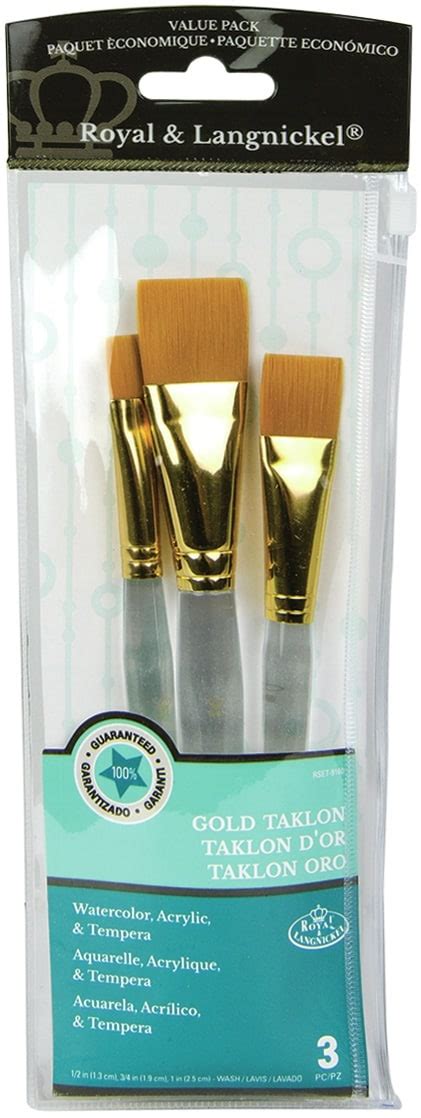 Royal Langnickel R Gold Taklon Value Pack Brush Set 3 Pkg Michaels